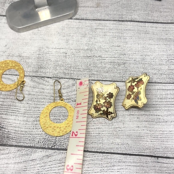 Bundle lot 2 cloisonne enamel earrings statement - Picture 6 of 6